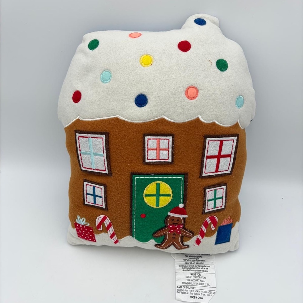 Wondershop Gingerbread House Pillow with Polka Dots Christmas Holiday Pillow